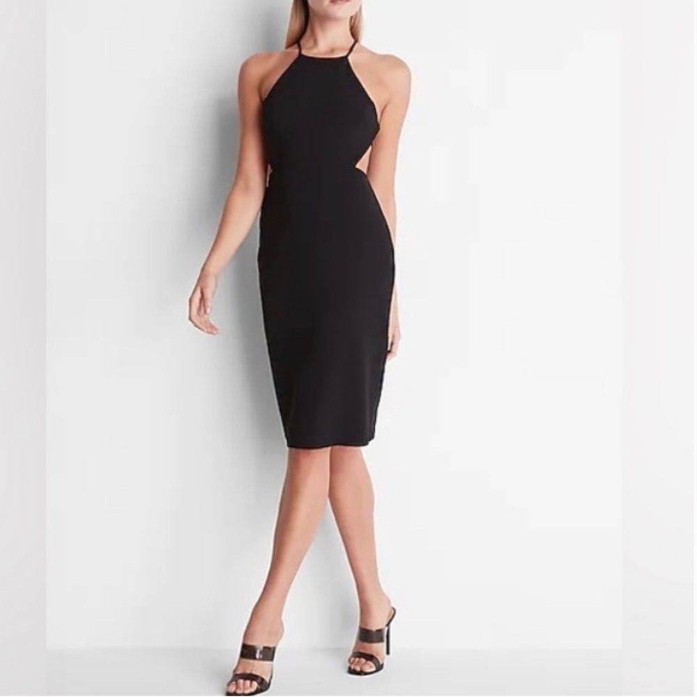 Express Body Contour High-Neck Cutout Sheath Dress